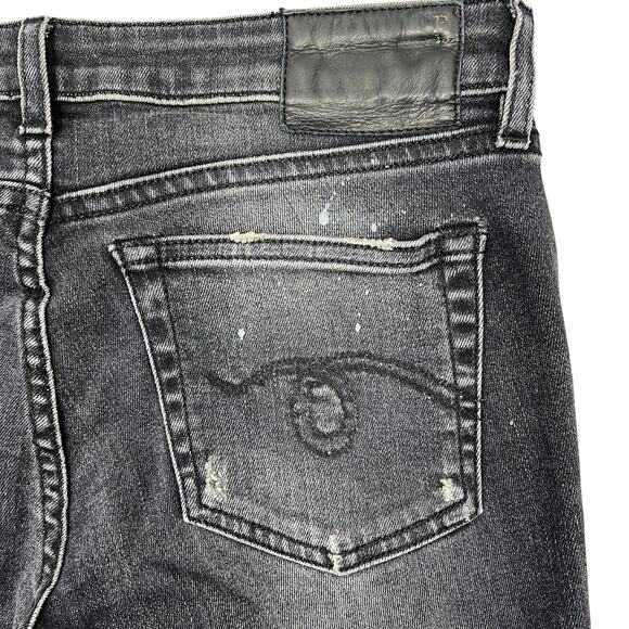 R13 Kate Skinny Jeans Women's 25" Orion Black Paint Splatter Distressed Goth Emo - Picture 12 of 15